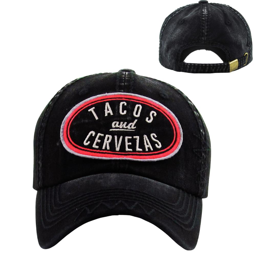 Tacos and Cervezas Hats - Black or Tan