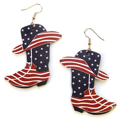 USA BOOTS & HAT Stars & Stripes Earrings