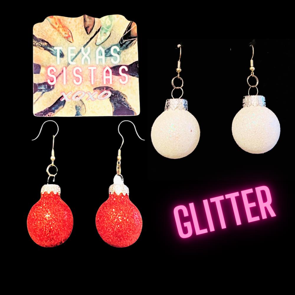 Holiday GLITTER Ornament Dangle Earrings - FREE SHIPPING