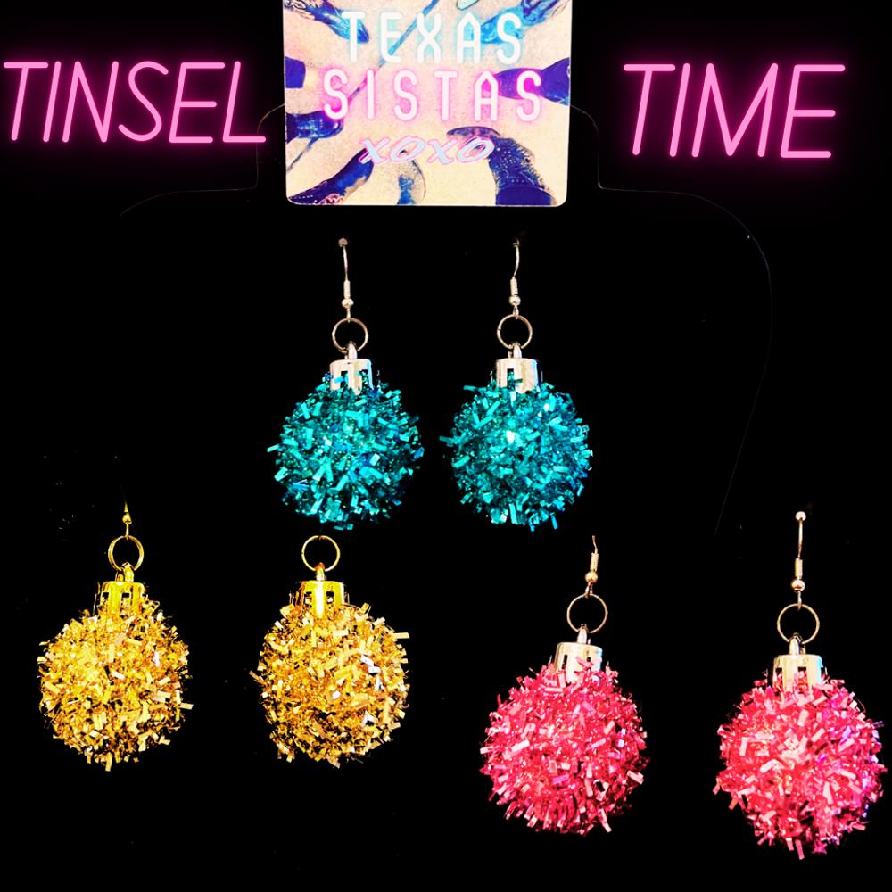 SO CUTE Tinsel Time Party Holiday Earrings - FREE SHIPPING