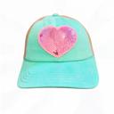  TS Pink Sequin Heart Patch on C.C Hat