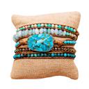  Natural Stone Turquoise Color Vegan Wrap Bracelet