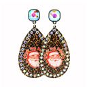 LEOPARD Don't Stop Believin' Santa Earrings - FREE SHIPPING