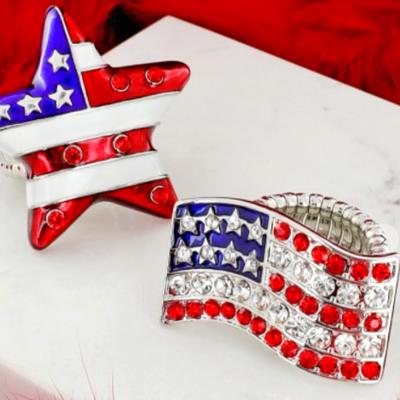 USA FLAG BLING STRETCH RINGS