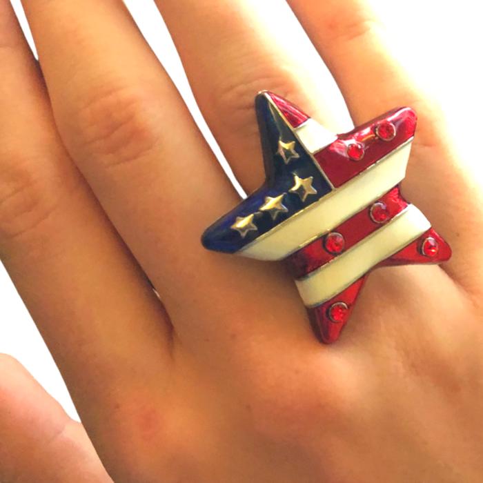 USA FLAG BLING STRETCH RINGS