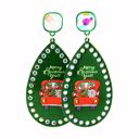 GREEN Merry Christmas Yall Earrings - FREE SHIPPING