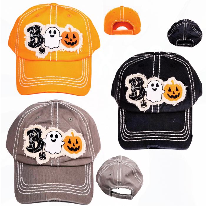 BOO GHOST HALLOWEEN Patch Hats - Orange or Black