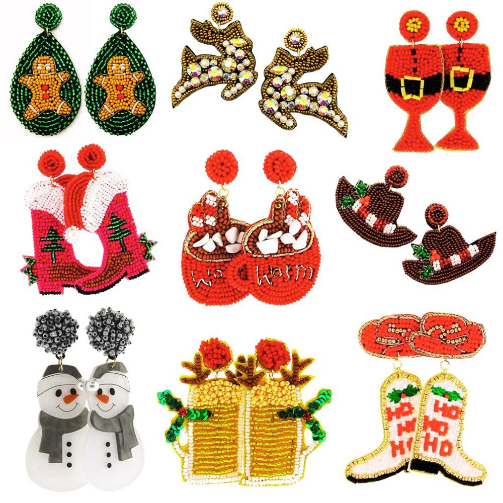 Christmas Seed Bead Earrings Collection - FREE SHIPPING