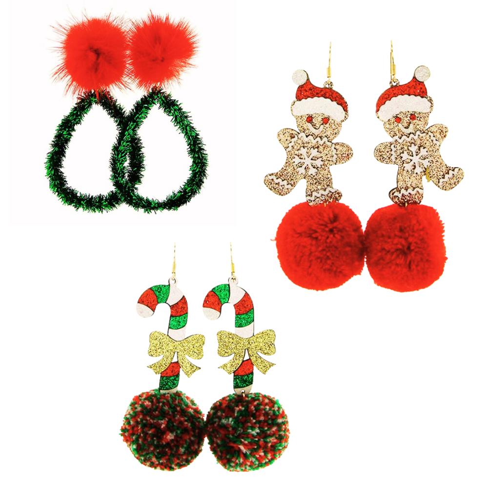 Fluffy Bling Holiday Earrings - FREE SHIPPING