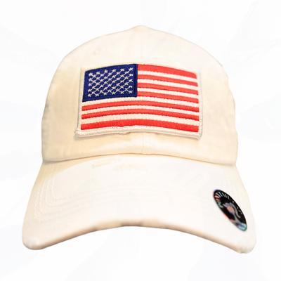 WHITE AMERICAN FLAG PONYTAIL HAT