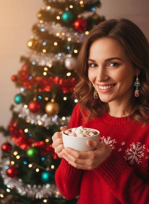 Super Cute CHRISTmas Tree Present Drop Earrings