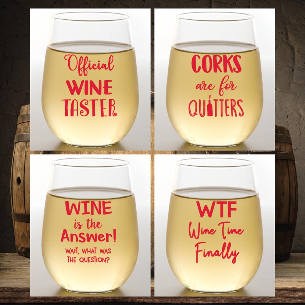 SASSY WINE TUMBLERS - SET OF 4