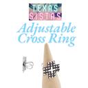  Silver Adjustable Cross Ring