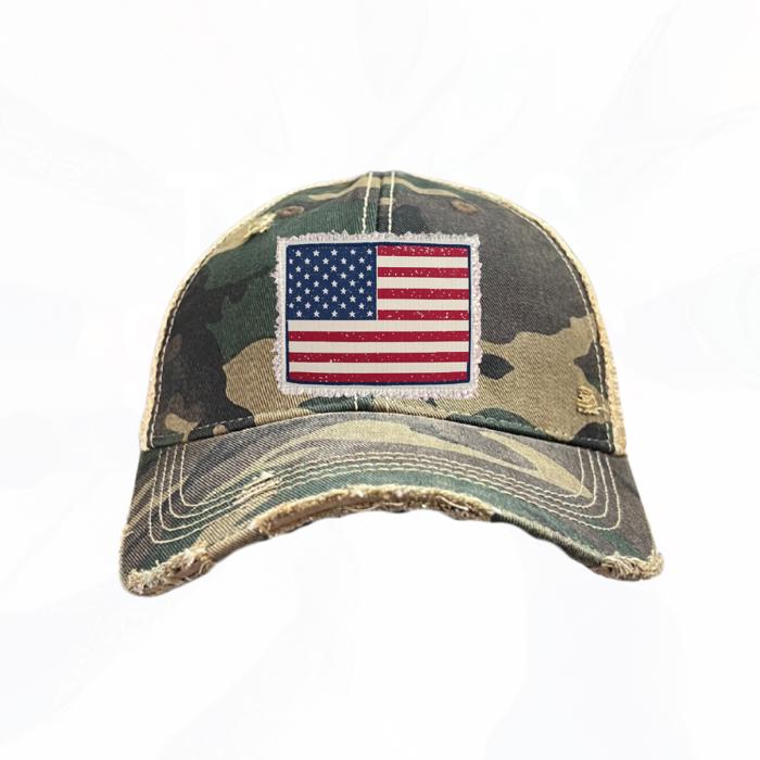 American Flag Camo Trucker Hat