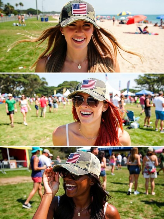 American Flag Camo Trucker Hat