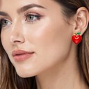  TEACHER Apple & Leopard Coffee Stud Earrings SET - Great Gift