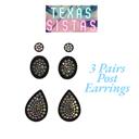  Black AB Stone Trio Earring Set - FREE SHIPPING