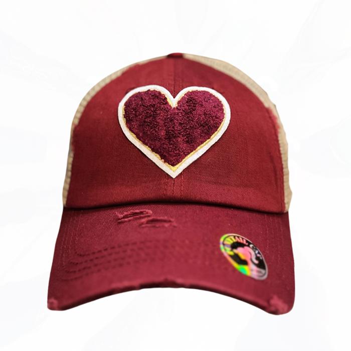 TS Maroon Heart PONY Hat