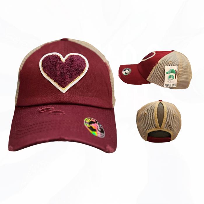 TS Maroon Heart PONY Hat