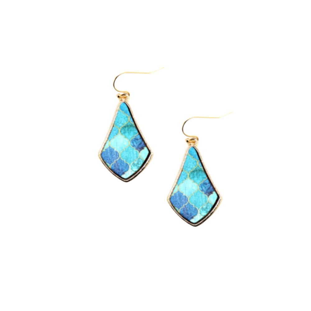 Gold & Wood Combo Blues Earrings - Free Shipping