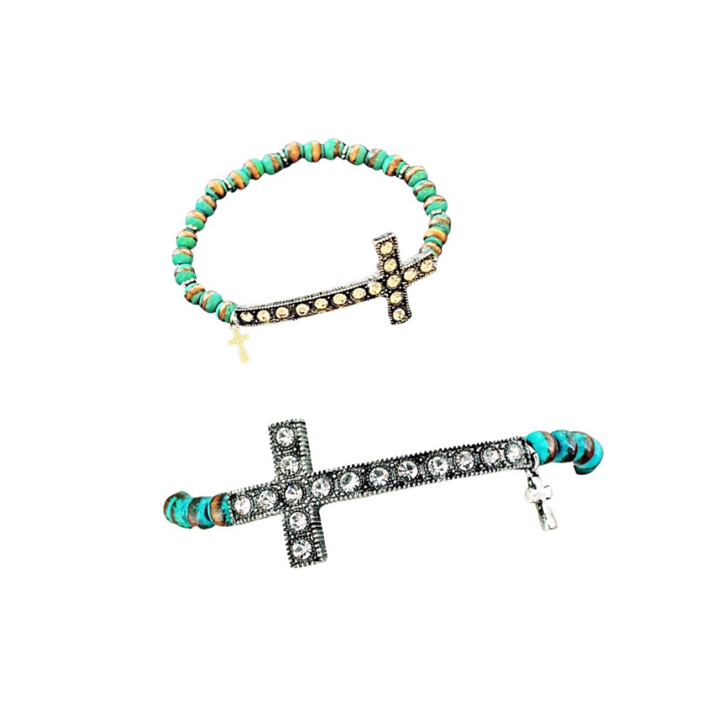 Bling Cross Charm Stretch Bracelet - FREE SHIPPING