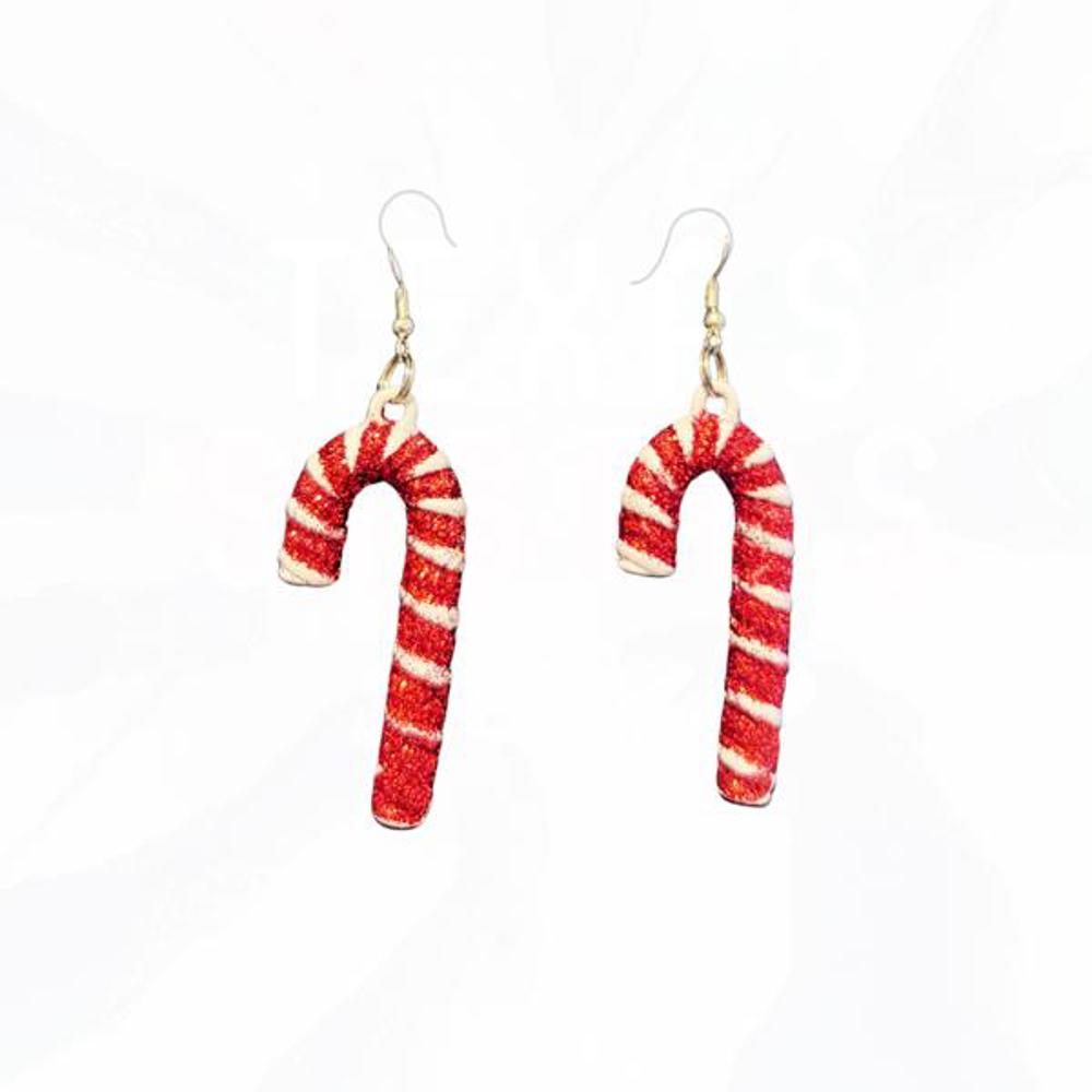 Glitter Candy Cane Earrings $10