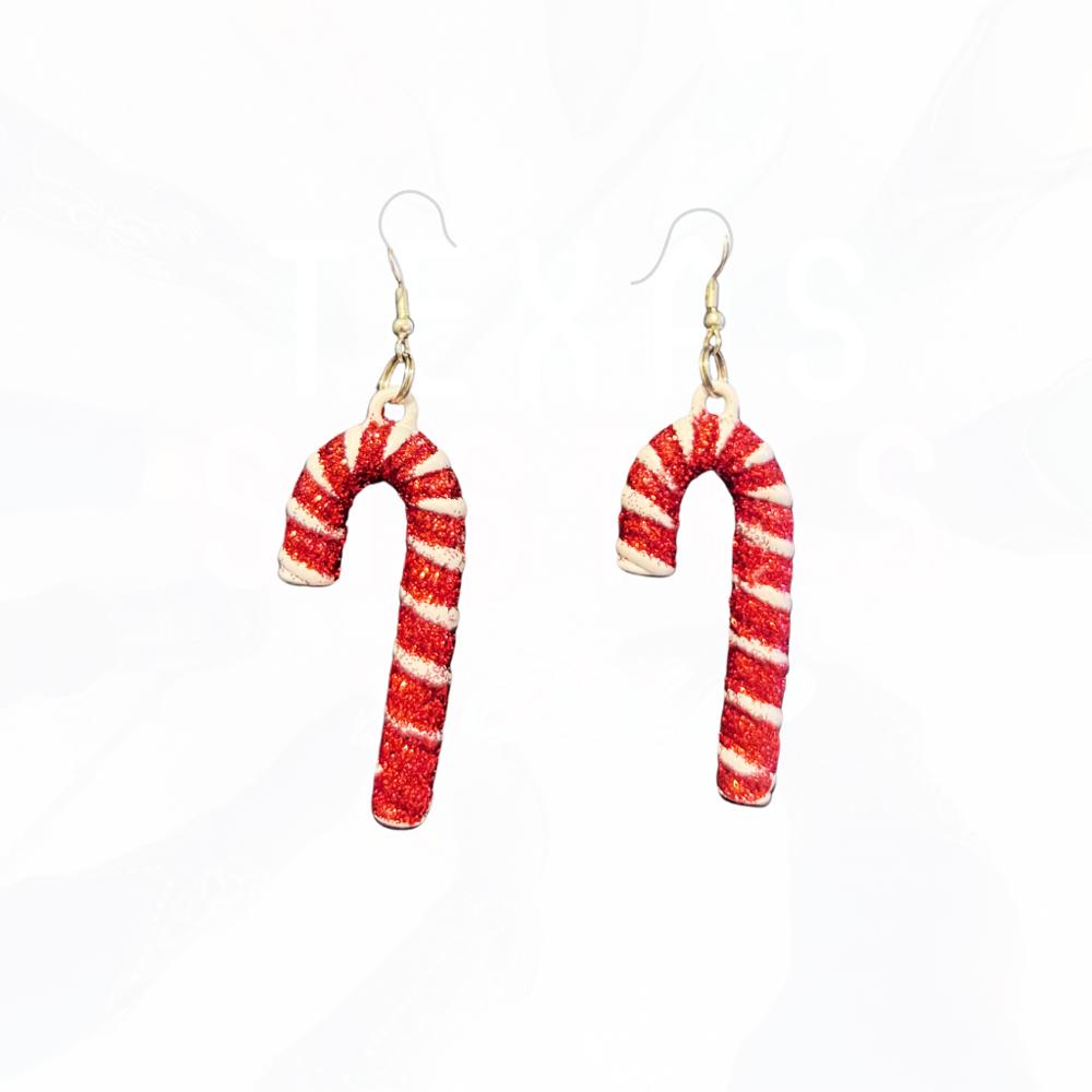 Glitter Candy Canes & Sparkle Swirl Tree Earrings - FREE SHIPPING