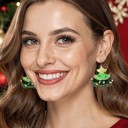  Bling Bow Christmas Tree Dangle Post Earrings