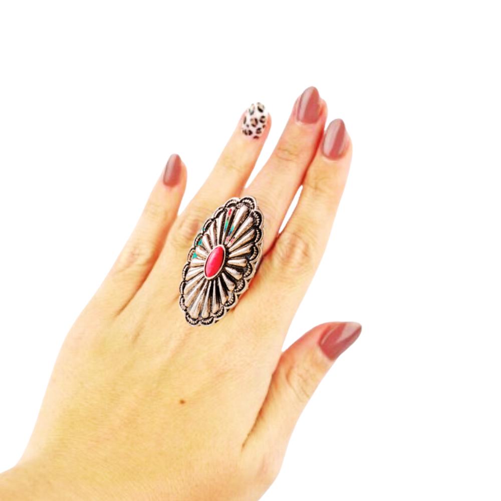 Cute Pink Stone Concho Ring - FREE SHIPPING