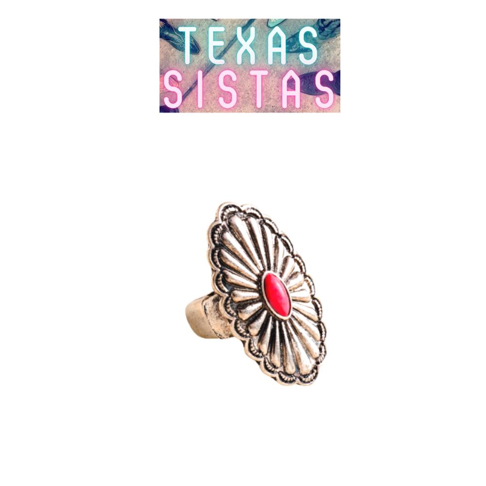 Cute Pink Stone Concho Ring - FREE SHIPPING