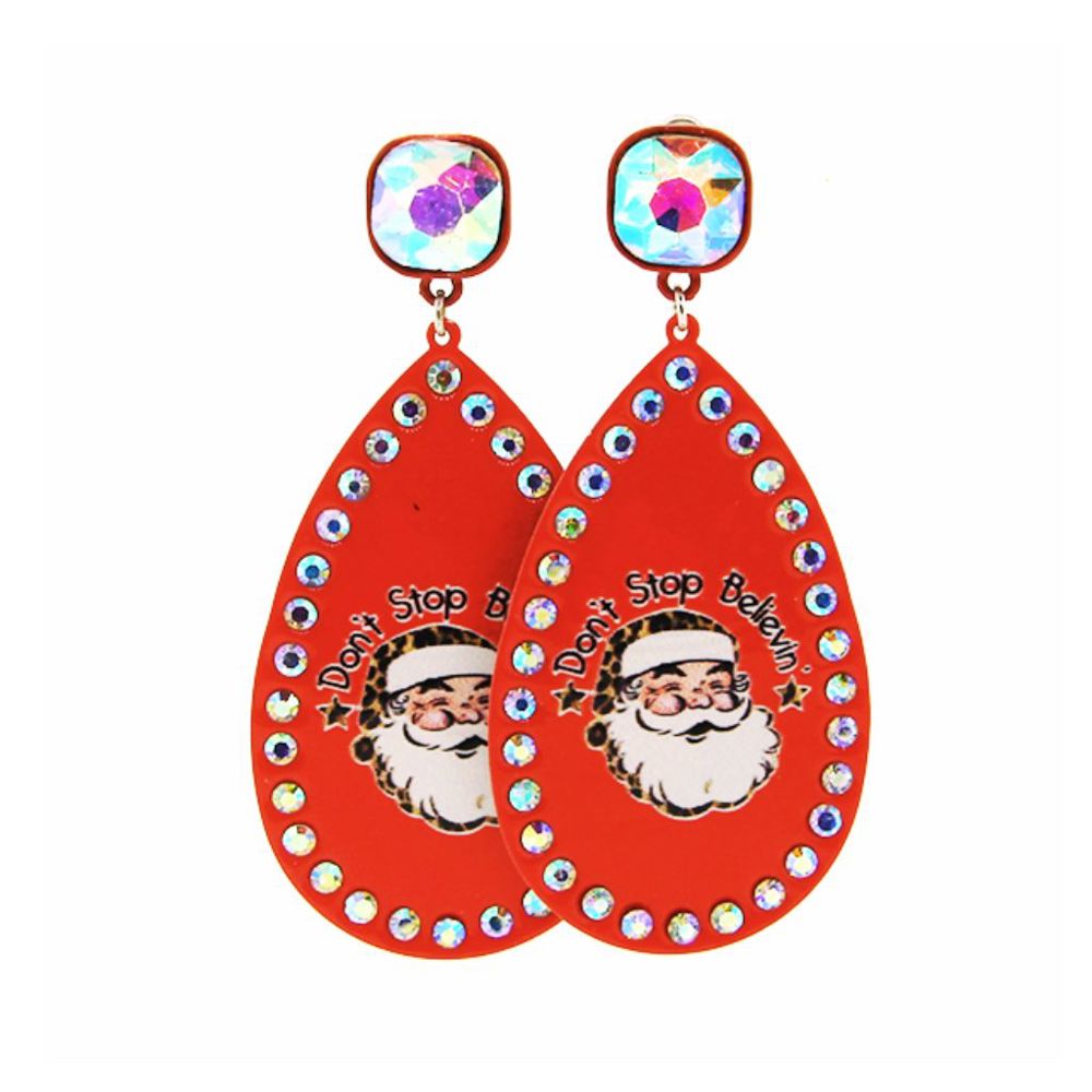 Don't Stop Believin' Santa Earrings - FREE SHIPPING