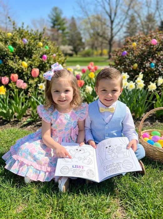 Personalized Easter Coloring Book — "Lisa's (YOUR NAME) Happy Easter" Kids Activity Book