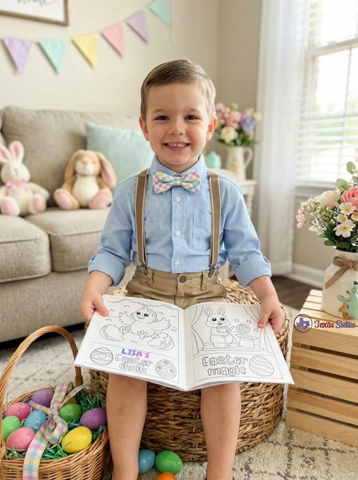 Personalized Easter Coloring Book — "Lisa's (YOUR NAME) Happy Easter" Kids Activity Book