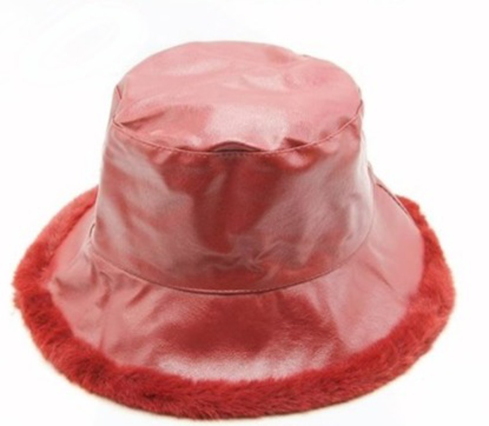 Sassy Faux Fur Faux Leather Holiday Hats