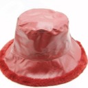 RED Sassy Faux Fur Faux Leather Holiday Hats