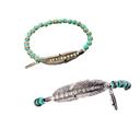  Bling Feather Charm Beaded Stretch Bracelet - FREE SHIPPING