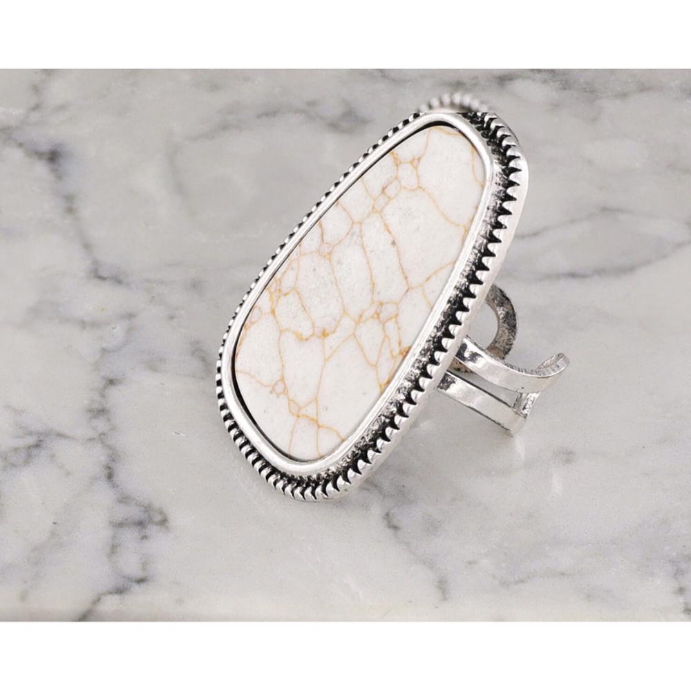 Teardrop White Vein Stone Ring - FREE SHIPPING