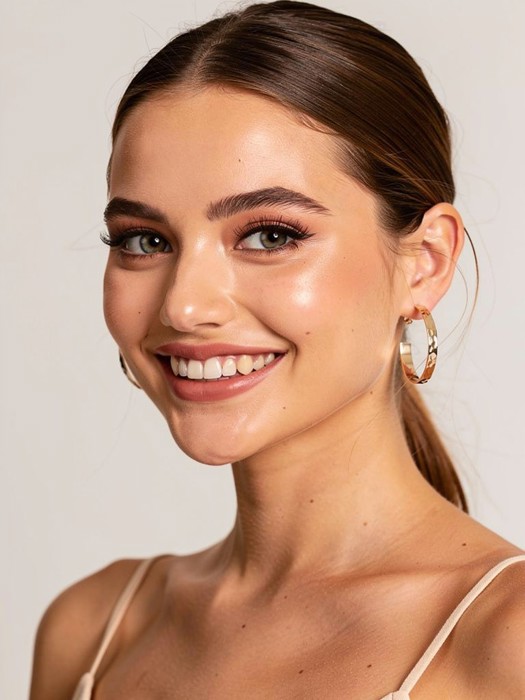 14K Gold Dipped Hypoallergenic Hammered Hoop Earrings