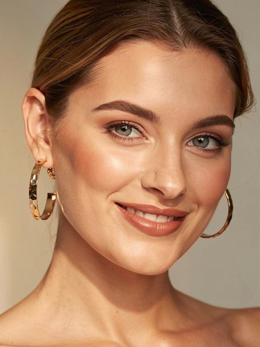 14K Gold Dipped Hypoallergenic Hammered Hoop Earrings