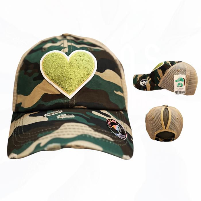 TS Green Heart Camo PONY Hat