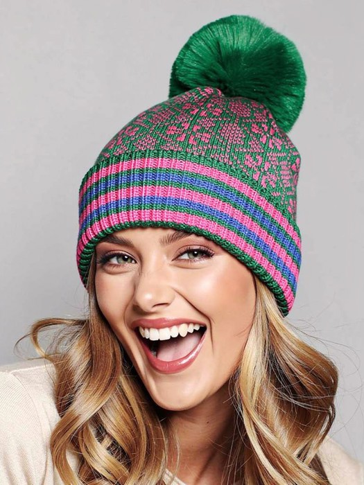 Double Layer Ribbed Knit Winter Pom Geometric Beanies - 7 colors