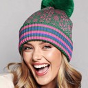  Double Layer Ribbed Knit Winter Pom Geometric Beanies - 7 colors