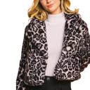  Leopard Print Faux Fur Jacket Black - FREE SHIPPING