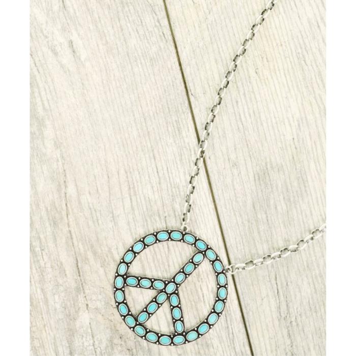 Turquoise Peace Sign Chain Necklace