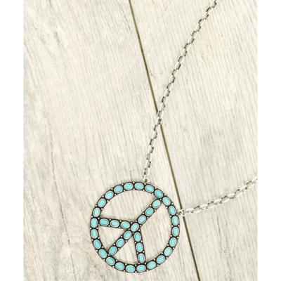 Turquoise Peace Sign Chain Necklace