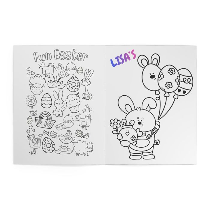 Personalized Easter Coloring Book — "Lisa's (YOUR NAME) Happy Easter" Kids Activity Book