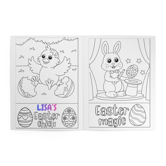 Personalized Easter Coloring Book — "Lisa's (YOUR NAME) Happy Easter" Kids Activity Book