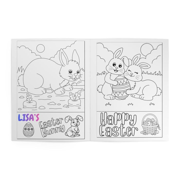 Personalized Easter Coloring Book — "Lisa's (YOUR NAME) Happy Easter" Kids Activity Book