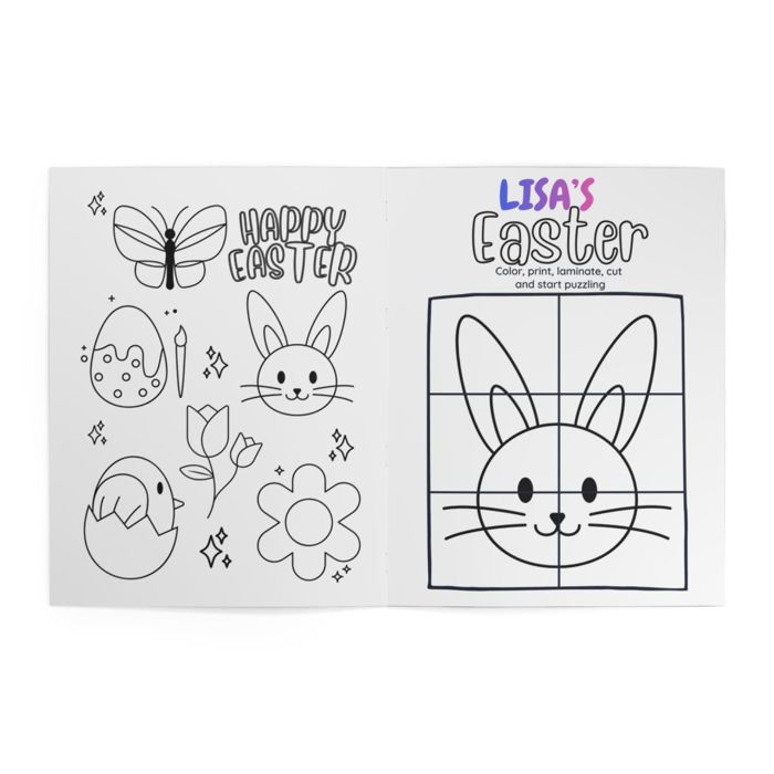 Personalized Easter Coloring Book — "Lisa's (YOUR NAME) Happy Easter" Kids Activity Book
