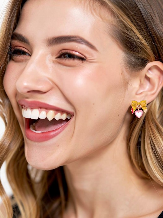 TEACHER STUDENT COLLEGE Book & Pencil Bow Heart Stud Earrings SET - Great Gift